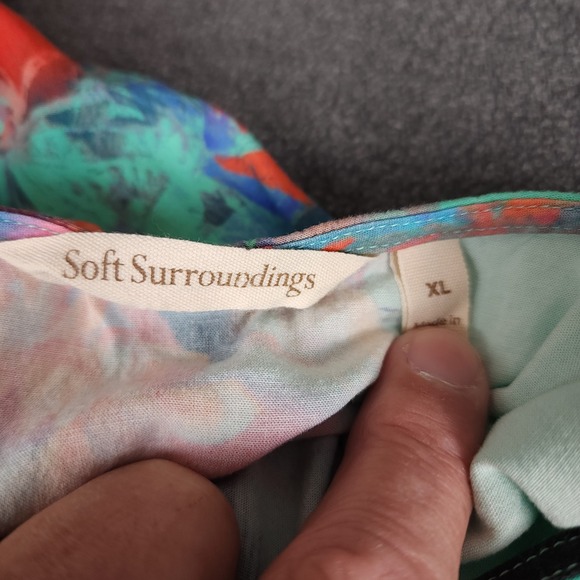 Soft Surroundings‎ Floral Print Kimono Top Oversized Turquoise Orange XL - Picture 6 of 8